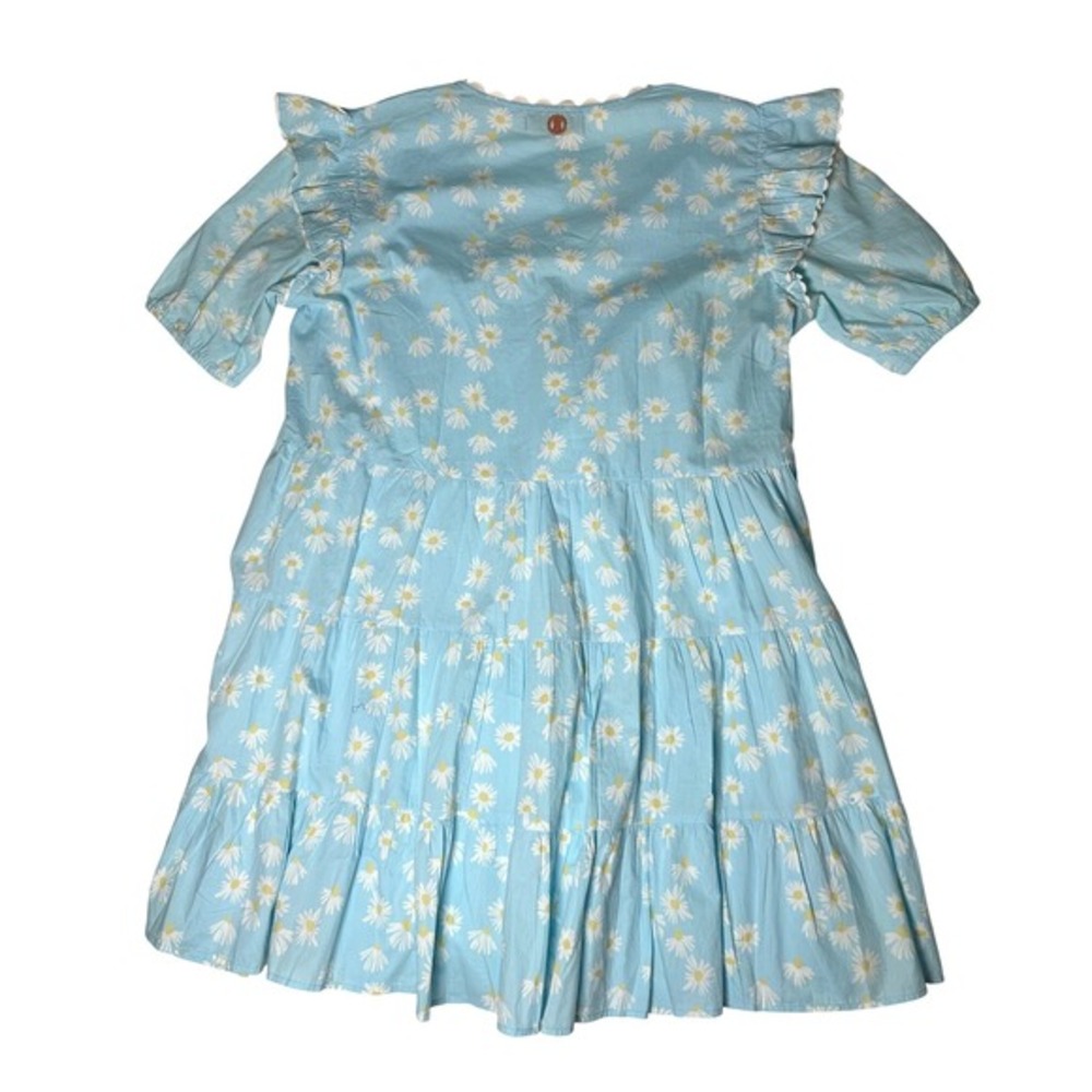 Simply Southern Daisy Print Tiered Mini Dress Blue Cotton Cottagecore Ruffle M - Picture 3 of 6